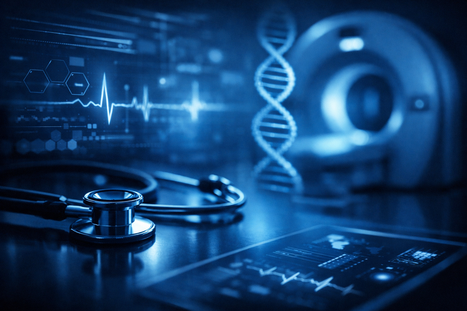 photographic dark blue simple medical technology abstract modern